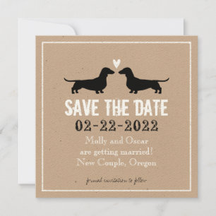 Save The Date Silhouettes de Teckel Mariage Économisez la Date