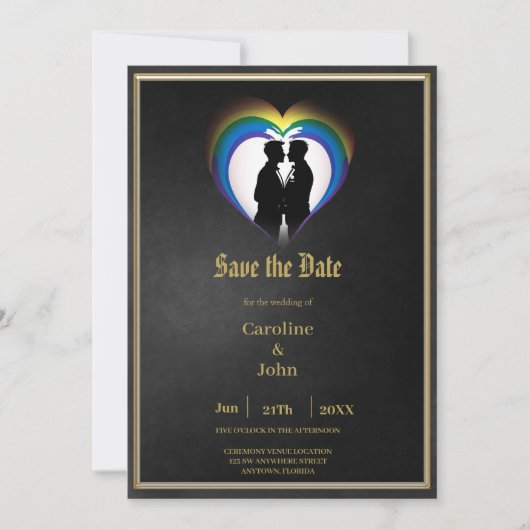 Save The Date Silhouettes homosexuelles élégantes. (Devant)