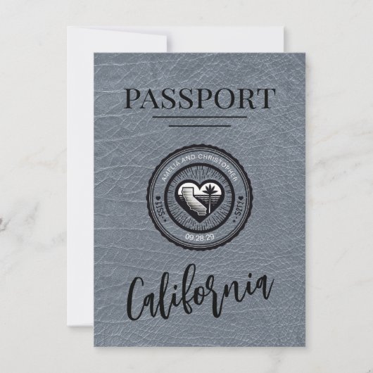 Save The Date Silver California Passport Enregistrer La Date (Devant)