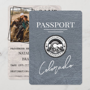 Save The Date Silver Colorado Passeport Enregistrer La Date