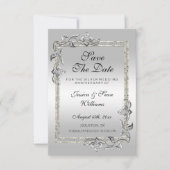 Save The Date Silver Gem & Glitter 25th Wedding Anniversary (Devant)