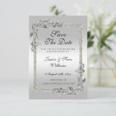 Save The Date Silver Gem & Glitter 25th Wedding Anniversary (Debout devant)