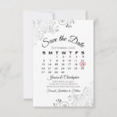 Save The Date Silver Grey Blanc Simple Élégant Calendrier de mar (Devant)