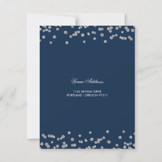 Save The Date Silver Navy Blue 70th Birthday Save Date Confetti (Dos)
