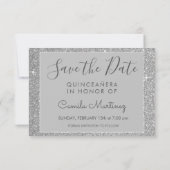 Save The Date Silver Sparkle Parties scintillant Quinceanera Enr (Dos)