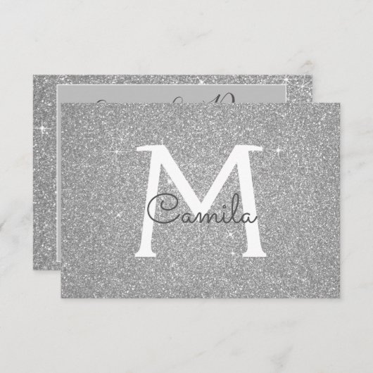 Save The Date Silver Sparkle Parties scintillant Quinceanera Enr (Devant / Derrière)