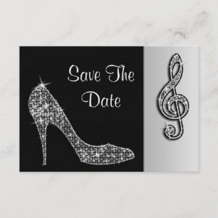 Save The Date Silver Stiletto & Treble Cleft 16ème Sauvegarder L