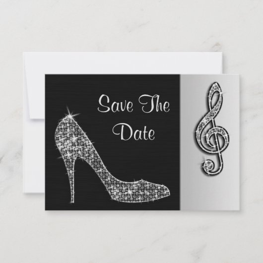 Save The Date Silver Stiletto & Treble Cleft 19ème Sauvegarder L (Devant)