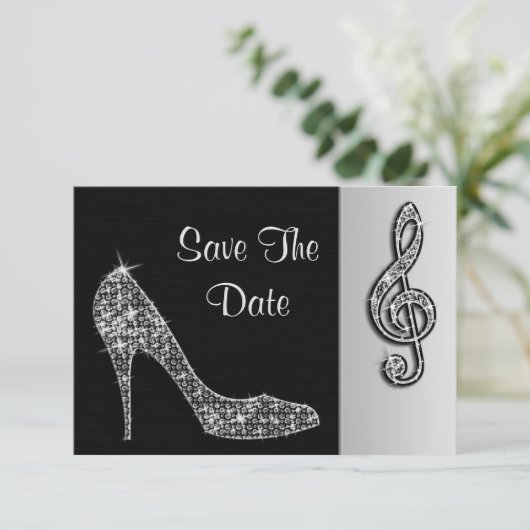 Save The Date Silver Stiletto & Treble Cleft 40e Enregistrer la (Debout devant)