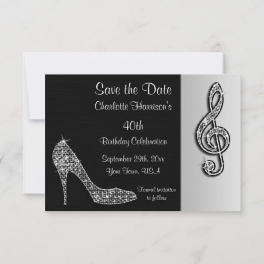 Save The Date Silver Stiletto & Treble Cleft 40e Enregistrer la  (Dos)