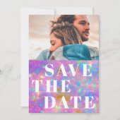 Save The Date Simple 1 Photo Bold Pierre opale et Mariage blanc (Devant)