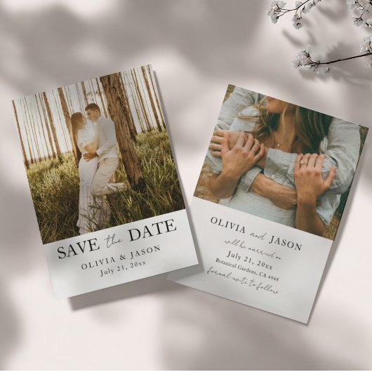 Save The Date Simple 2 Photo Mariage Épargnez la Date 