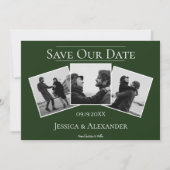 Save The Date Simple 3 Photo Collage | Vert émeraude (Devant)