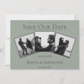 Save The Date Simple 3 Photo Collage | Vert sauge Étape importan (Devant)