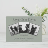 Save The Date Simple 3 Photo Collage | Vert sauge Étape importan (Debout devant)