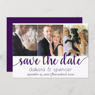 Save The Date Simple 3 photos Script turquoise vert foncé