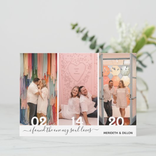 Save The Date Simple 4 Photo Élégant Script Enregistrer La Date (Debout devant)