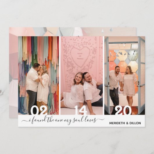 Save The Date Simple 4 Photo Élégant Script Enregistrer La Date (Devant / Derrière)