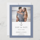 Save The Date Simple Ancre Naútíque Enregistrer la Date | Bleu P (Devant)