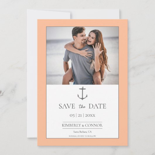 Save The Date Simple Ancre Nautique Enregistrer la Date | Pêche (Devant)