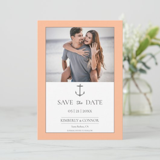 Save The Date Simple Ancre Nautique Enregistrer la Date | Pêche (Debout devant)