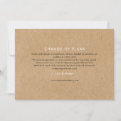 Save The Date Simple Annonce de Report de Date de Mariage Rustiq (Dos)