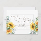 Save The Date Simple Aquarelle Tournesol Même Amour Nouvelle Dat (Devant)