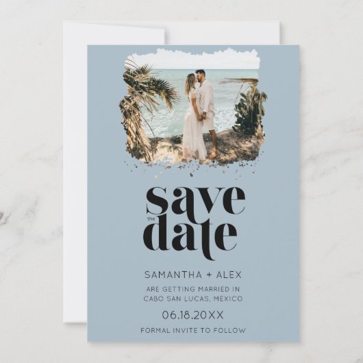 Save The Date Simple Arch Photo Beach Mariage Enregistrer la dat (Dos)