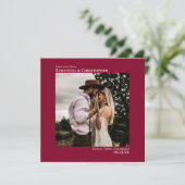 Save The Date Simple Artsy Minimal Photo Cranberry Red Mariage (Debout devant)