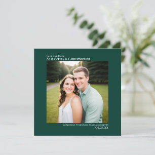 Save The Date Simple Artsy Minimal Photo Emerald Green Mariage
