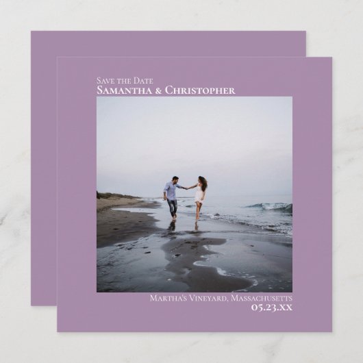 Save The Date Simple Artsy Minimal Photo Lavender Mariage (Devant / Derrière)
