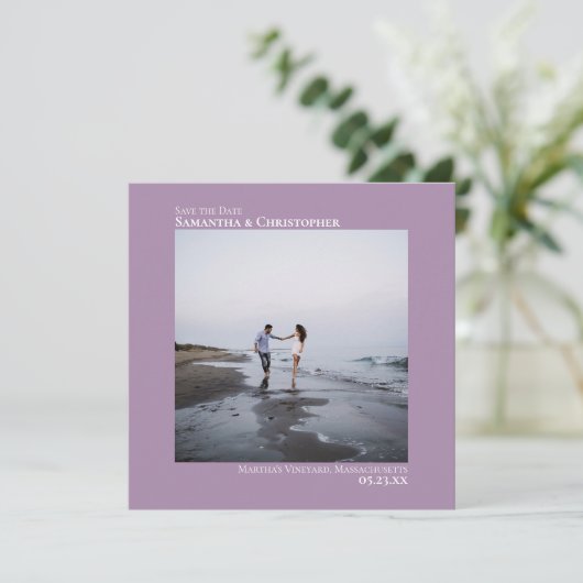 Save The Date Simple Artsy Minimal Photo Lavender Mariage (Debout devant)