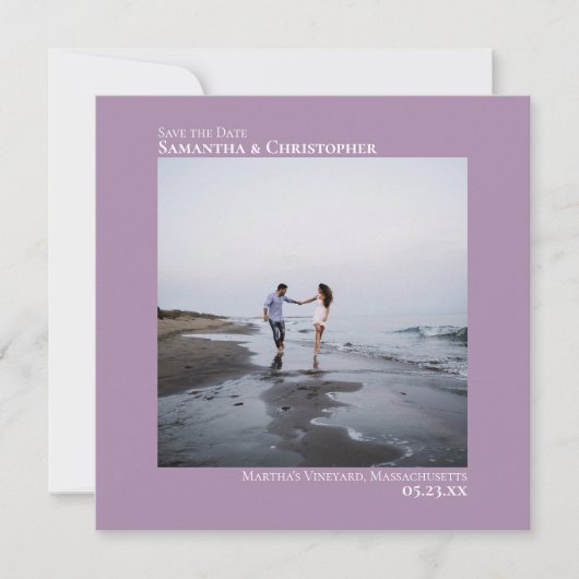 Save The Date Simple Artsy Minimal Photo Lavender Mariage (Devant)