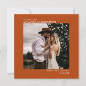 Save The Date Simple Artsy Minimal Photo Rust Orange Mariage (Devant)