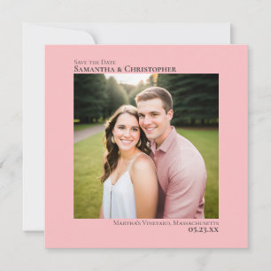 Save The Date Simple Artsy minimaliste photo Blush Mariage rose