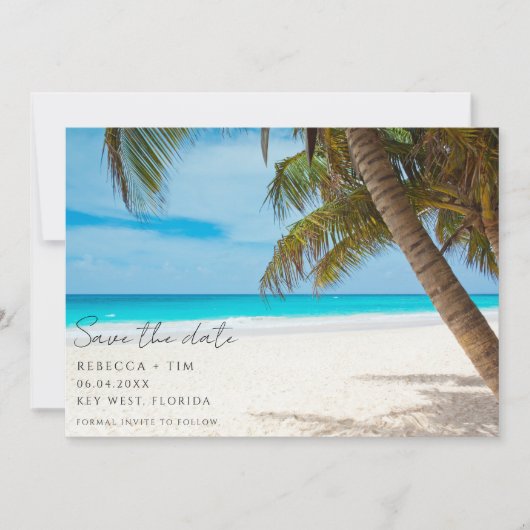 Save The Date Simple Beach Photo Destination Mariage (Devant)