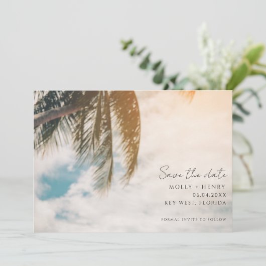 Save The Date Simple Beach Wedding Photo Enregistrer La Date (Debout devant)