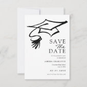 Save The Date Simple Black and White Graduation Party (Devant)