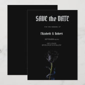 Save The Date Simple Black Roses gothique faire part de date de (Devant / Derrière)