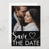 Save The Date Simple Black & White Photo Plat Enregistrer La Car (Devant / Derrière)