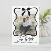Save The Date Simple Black White Photo Wedding (Debout devant)