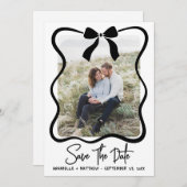 Save The Date Simple Black White Photo Wedding (Devant / Derrière)