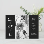 Save The Date Simple Black & White Ultra Modern 2 Photos Collage (Debout devant)