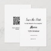 Save The Date simple blanc noir classique edi bat mitzvah (Devant / Derrière)