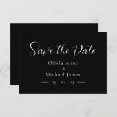 Save The Date Simple Blanc & Noir Script Enregistrer la Date (Devant / Derrière)