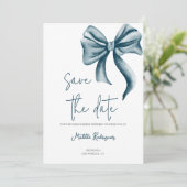 Save The Date Simple Blue Bow Birthday Quinceañera (Debout devant)