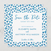Save The Date Simple Blue Enregistrer la Date de Mariage (Devant / Derrière)