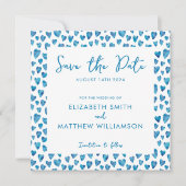 Save The Date Simple Blue Enregistrer la Date de Mariage (Devant)
