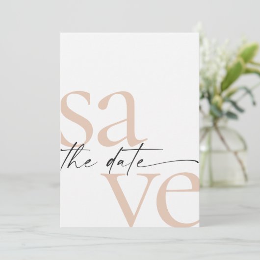 Save The Date Simple Blush Black Photo Enregistrer La Date (Debout devant)
