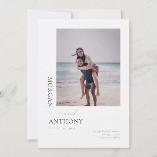 Save The Date Simple Blush Black Photo Enregistrer La Date (Dos)
